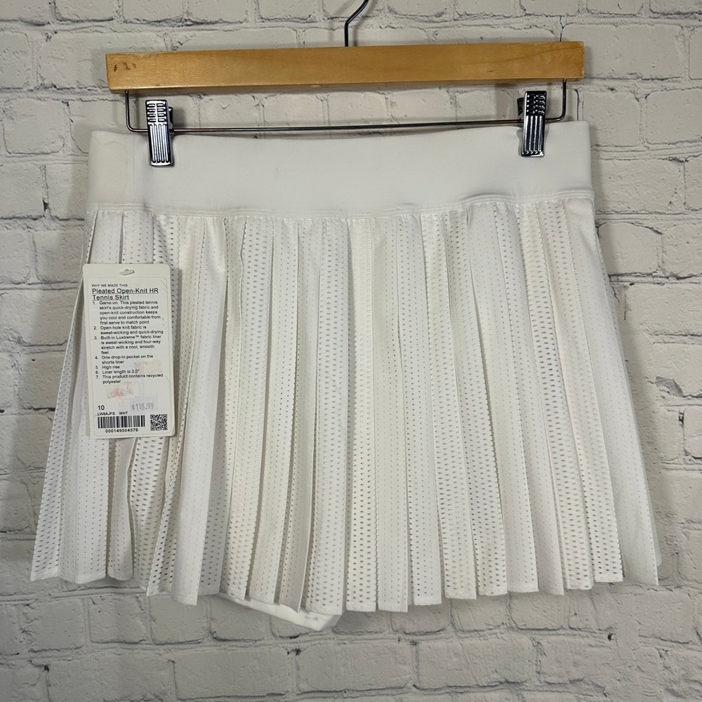 NEW Lululemon Pleated‎ Open-Knit HR Tennis Skirt White LW8AJFS Size 10 NWT
